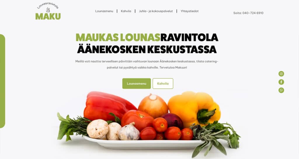 WordPress-kotisivut Lounasravintola Maku